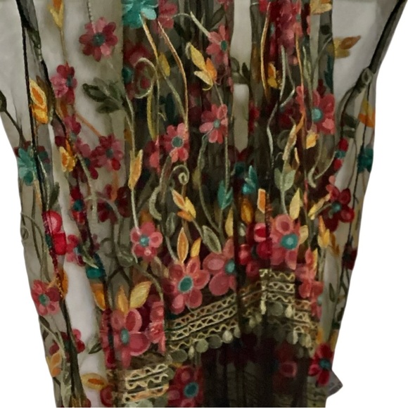 Jessica McClintock Kimono Open Cardigan Sheer Boho Embroidered Floral - Picture 4 of 8